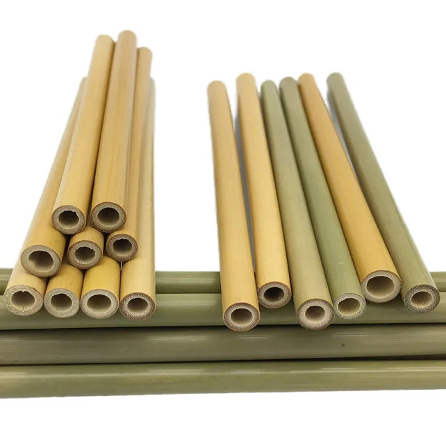 100% Natural Biodegradable Eco-Friendly Organic Food Grade Bamboo Drinking Straws 200mm Length Disposable for Coffee Tea MegaBDM