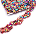 Jamaica Carnival Iron-on Red AB Resin Rhinestone Appliques Loose Rectangle-shaped Rhinestones for Costumes & Accessories