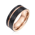 In Stock 8mm Black Rose Gold Hammered Tungsten Carbide Fashion Jewelry Tungsten Wedding Rings Jewelry for Women Men