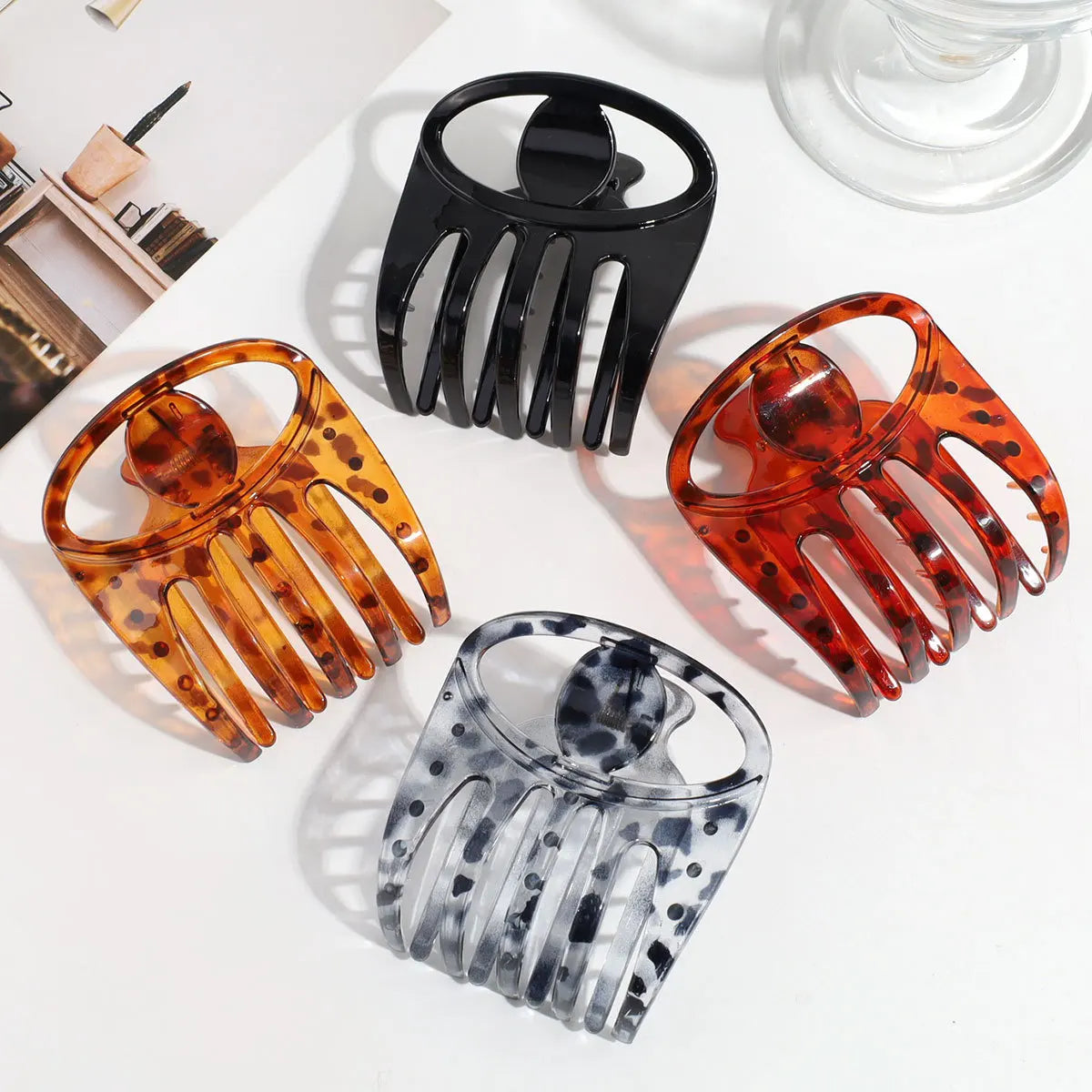 Leopard Print Retro Fashion New Versatile Oval Clipper Back of the Head Versatile Shark Clipper Hair Claw Hair Accessory