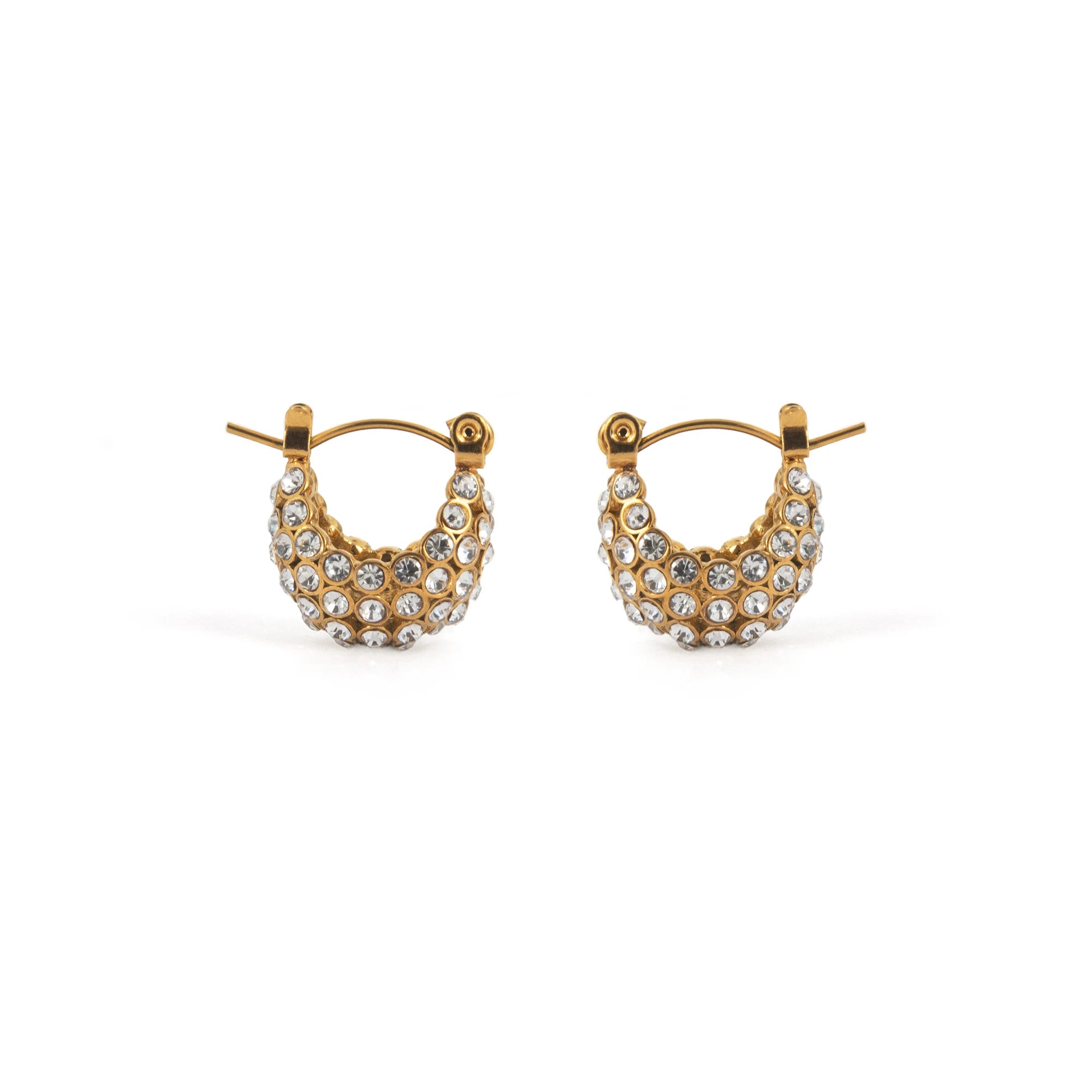 2024 Dazan NEW 18k Gold Plated Hypoallergenic Stainless Steel Bohemia Iced Out Zircon U Huggie Earrings Fancy Exquisite Jewelry