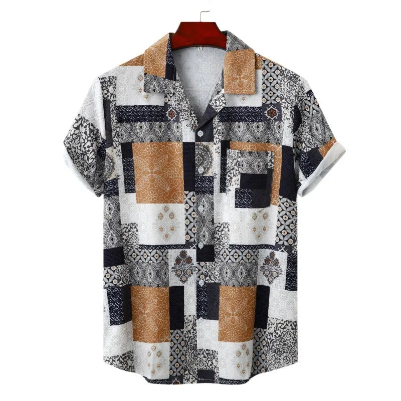 Short Sleeve Men Graphic Button up 2 Piece Causal Beach Shirt Set Clothing Matching Hawaiian Shirt Shorts