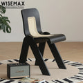 WISEMAX FURNITURE Patio Retro Vintage Dining Room Furniture Walnut Solid Wood Chair Rattan Wicker Seat Dining Chair Restaurant
