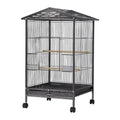 Fashionable Roof Design Birdcages for Large Birds Iron Large Birdhouse With Wheels Station Rods Food Basins Tray Breeding Cages