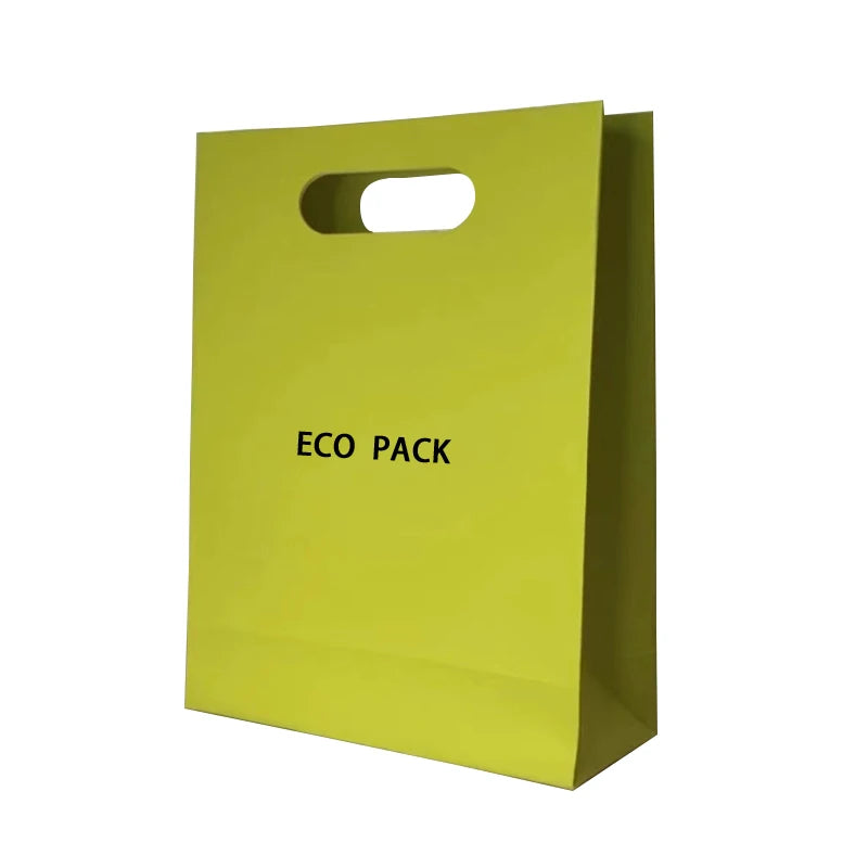 Custom Design Die Cut Handle Green Paper Gift Bag With Logo