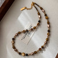 Fashion Personality Natural Tiger Eye Stone Energy Stone Crystal Beaded Shaped Pearl Necklace Women Jewelry Factory Wholesale