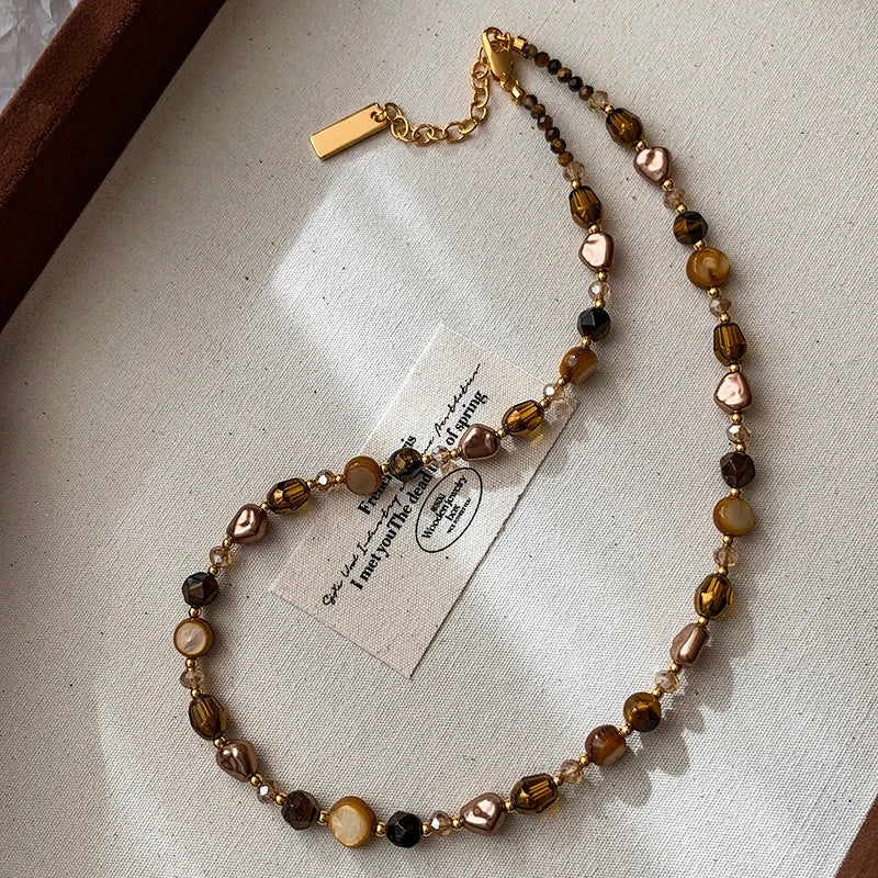 Fashion Personality Natural Tiger Eye Stone Energy Stone Crystal Beaded Shaped Pearl Necklace Women Jewelry Factory Wholesale