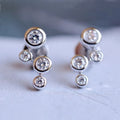 CAOSHI Valentine Gift Luxury Bezel Setting Jewelry Women Simple Round Shaped Cubic Zirconia Diamond Silver Color Stud Earrings