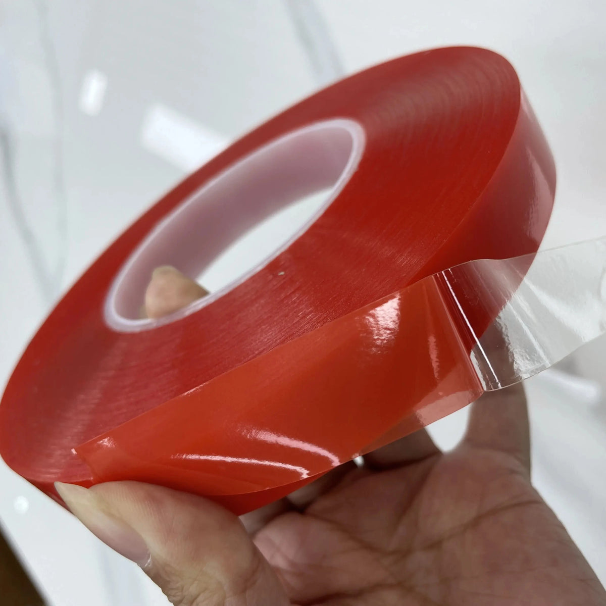 Clear PET Silicon Adhesive Double Sided Tape Red Liner for Electron Industry