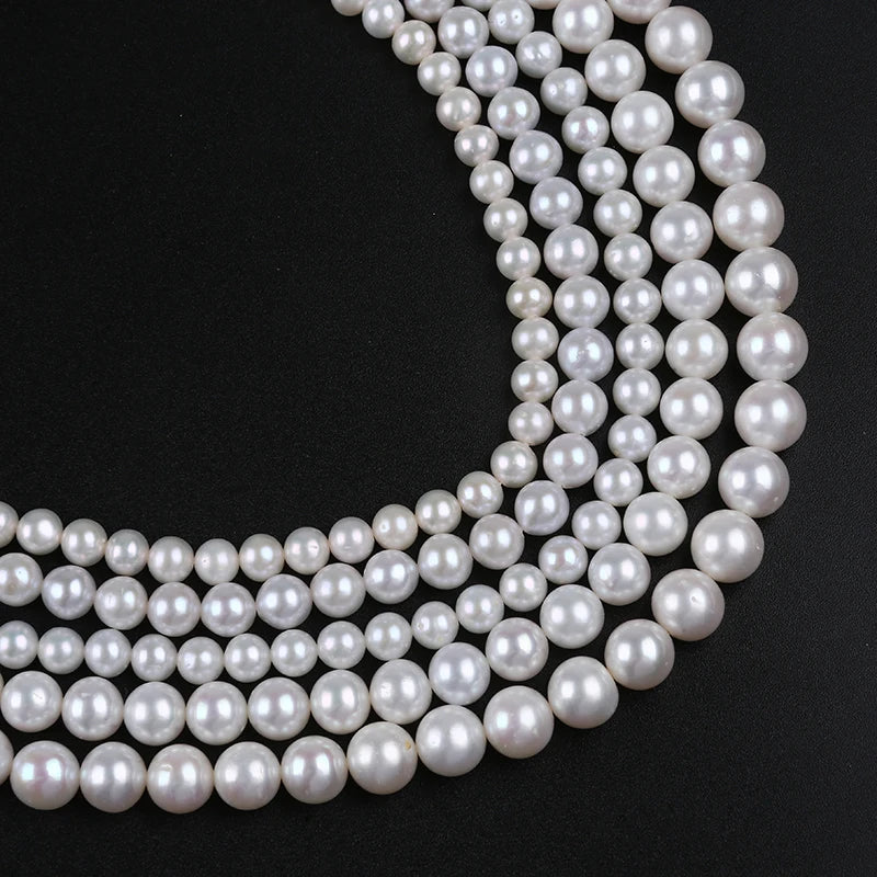 Natural White Freshwater Pearl Strands Round Shape for Jewelry Making