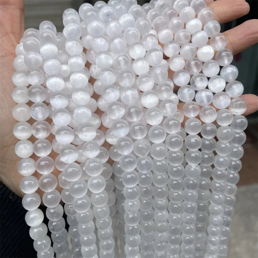 Selenite Natural Gemstone Beads Fashion Pearly-white Crystal Healing Energy Beads Unique Beads for Jewelry Making