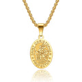 Fashion Mens' Titanium Stainless Steel Gold Plated Catholicism Saint St Christopher Pendant Necklace Jewelry