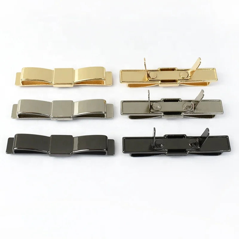 Meetee BF800 47*7mm DIY Handmade Decorativeative Buckle Alloy Bow Hardware Button Decorative Clip Buckle for Garment Bag Hat Accessories