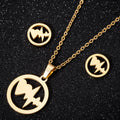 Wholesale Waterproof 18K Gold Silver Plated Stainless Steel ECG Heartbeat Pendant Earring Necklace Jewelry Set for Women