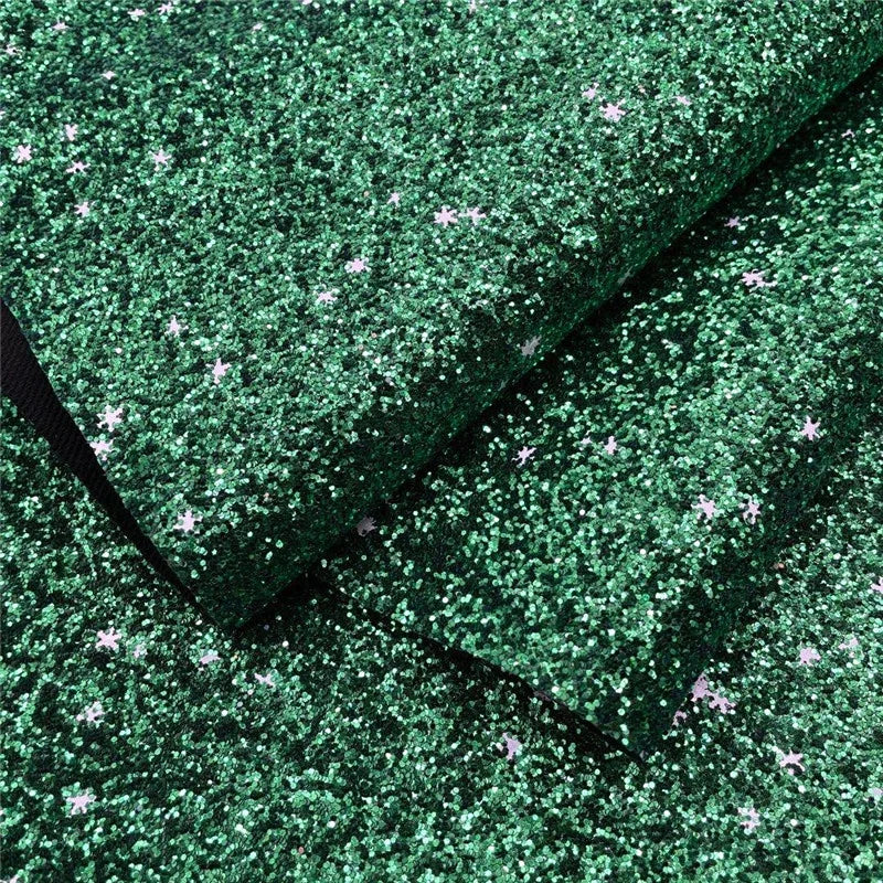 Christmas Holographic Green Glitter 1mm Woven Leather Fabric Eco-Friendly Anti-Mildew Upholstery Curtain Sofa Outdoor Dress