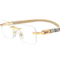 YTSBL908 New Natural Shell Optical Temple Glasses Frame Anti-Radiation Black Horn Acetate Material Rimless Myopia Glasses Frame