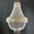 Elegant Modern Gold Iron Long Crystal Chain Beads Wedding Chandelier Gorgeous Wedding Decoration Hanging Lighting