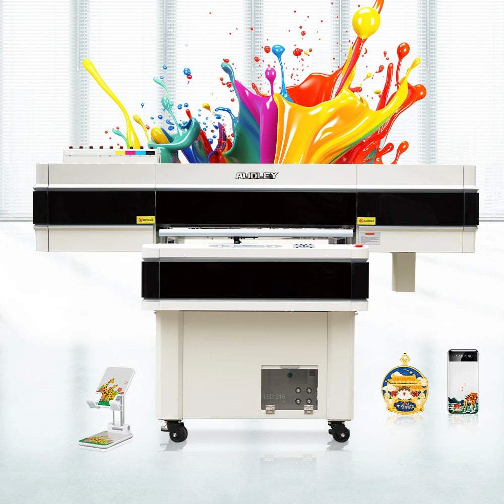 AUDLEY New Flatbed UV Machine Multi Color 4 Pcs I3200U1 9060 UV Printer for Album Volume Key Metal Sheet Plastic Printing