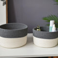 Handmade Eco-Friendly Foldable Linen Storage Basket Cute Round Modern Home Use Woven Cotton Thread Snacks Sundries Cosmetics XXL