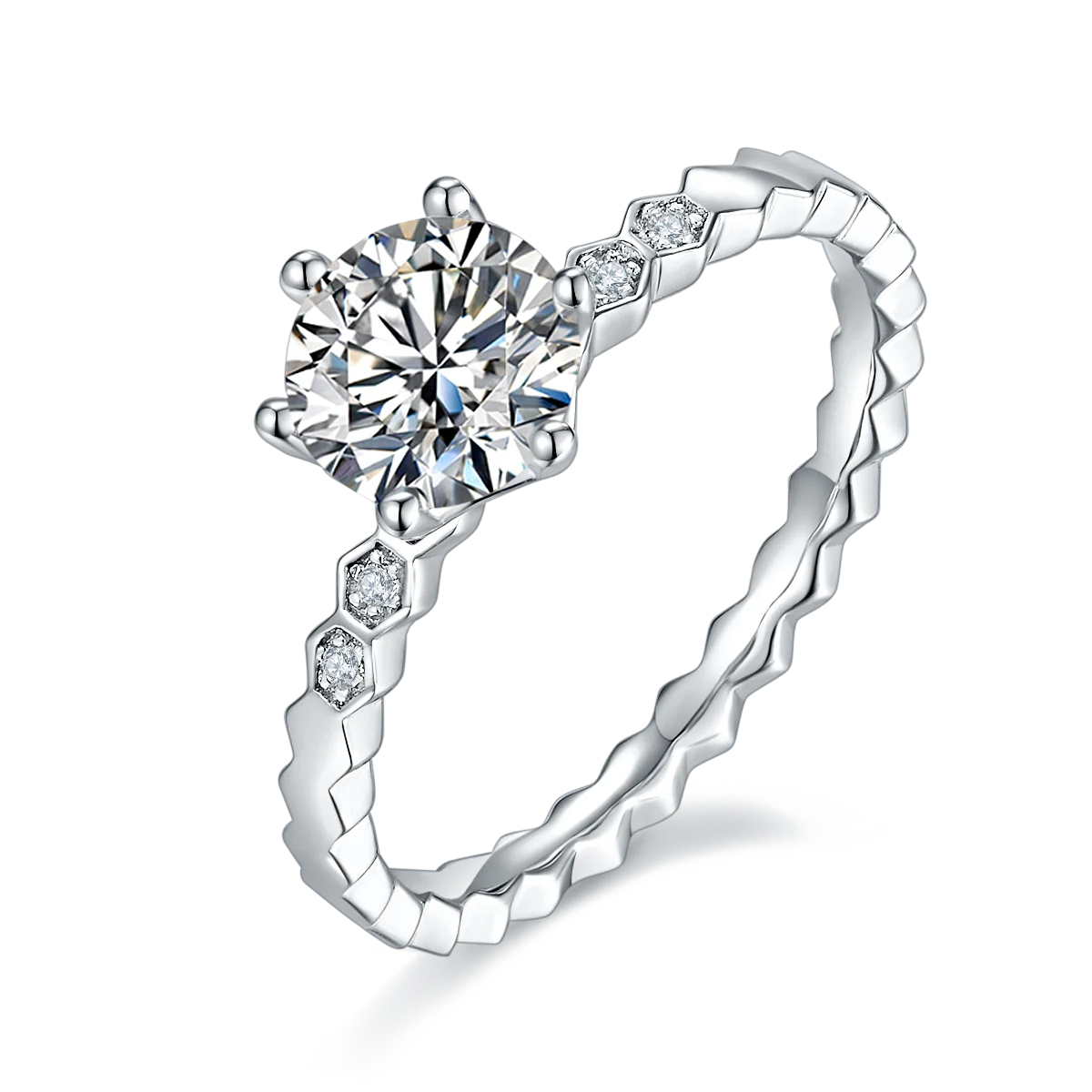Wish Jewelry Best Quality Moissanite 925 Sterling Silver Ring 14k/18k 1ct D VVS Moissanite Diamond Silver Ring