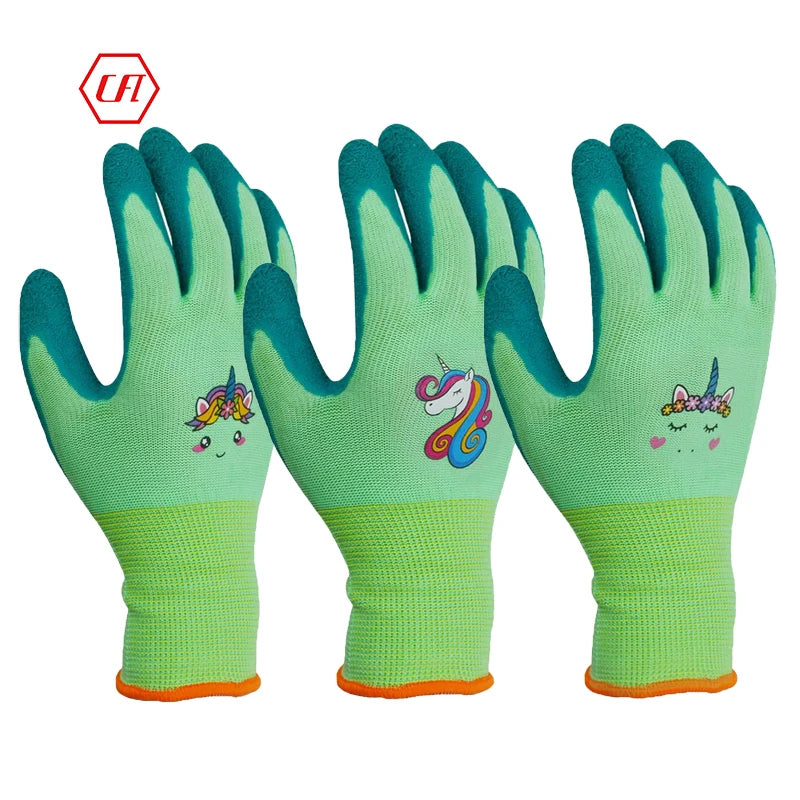 Kids Gardening Wrinkle Latex Coated Gloves Children Garden Glove for Toddlers Yard Work