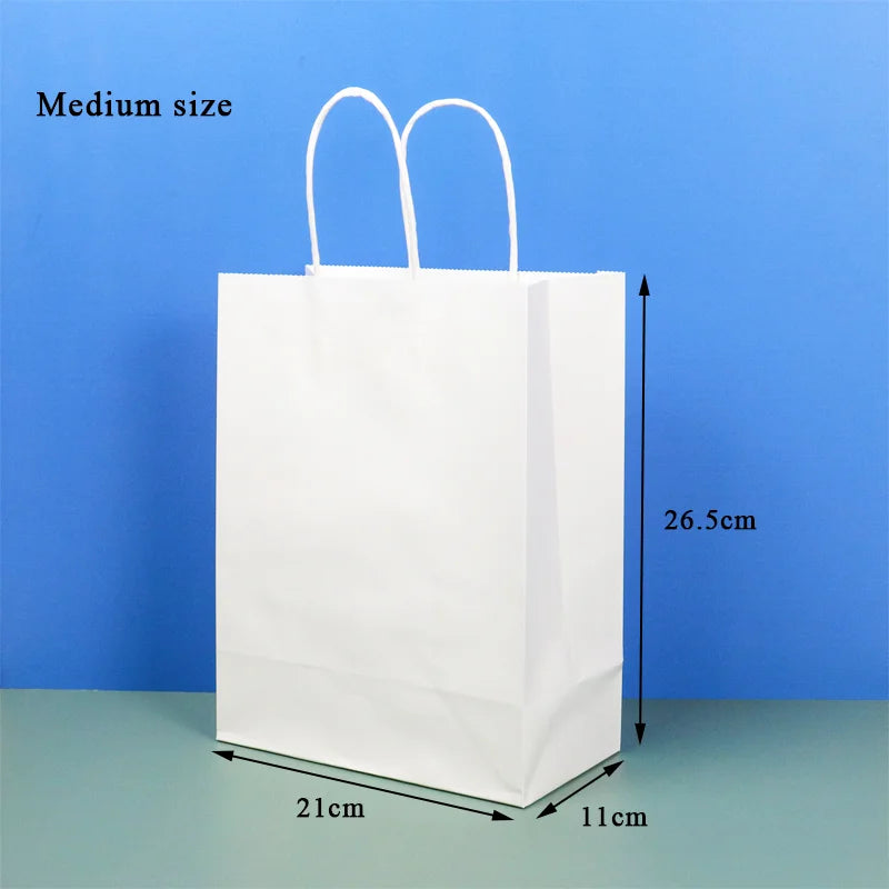 Custom Printed Eco-Friendly Art Paper Takeaway Bags with White Handle Biodegradable for Milk Tea Pizza Gift Shopping