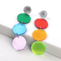 Popular Nightclub Colorful Disco Asymmetrical Tassels Shiny Light Balls Exaggerated Long Acrylic Mirror Earrings