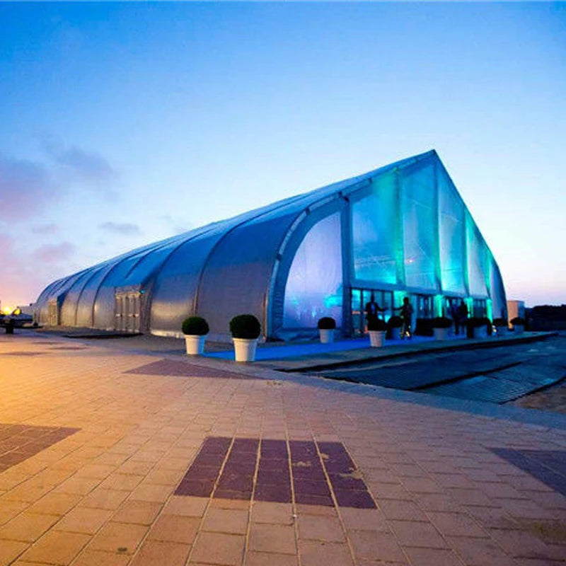 Custom Curve Shape Expo Outdoor Exhibition TFS Marquee Tent With Glass Door