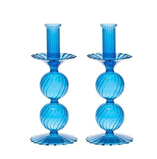 Wholesale Customized Unique Glass Weeding Candlestick Holders Colored Spray Color Decorative Candle Holder