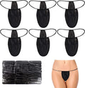 50 Pieces Disposable Panties and Bras for Women Spa T-Thong Underwear for Tanning Individually Wrapped Black