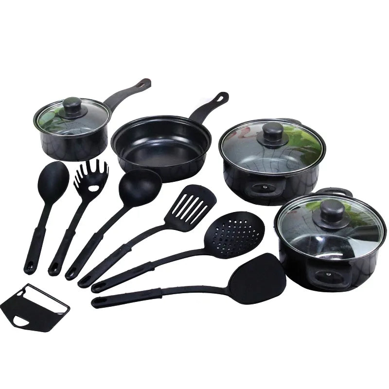 13Pcs  High Quality Non Stick Die Casting Cast Iron Kitchen Cooking Pot Frying Pan Casserole Cookware Sets