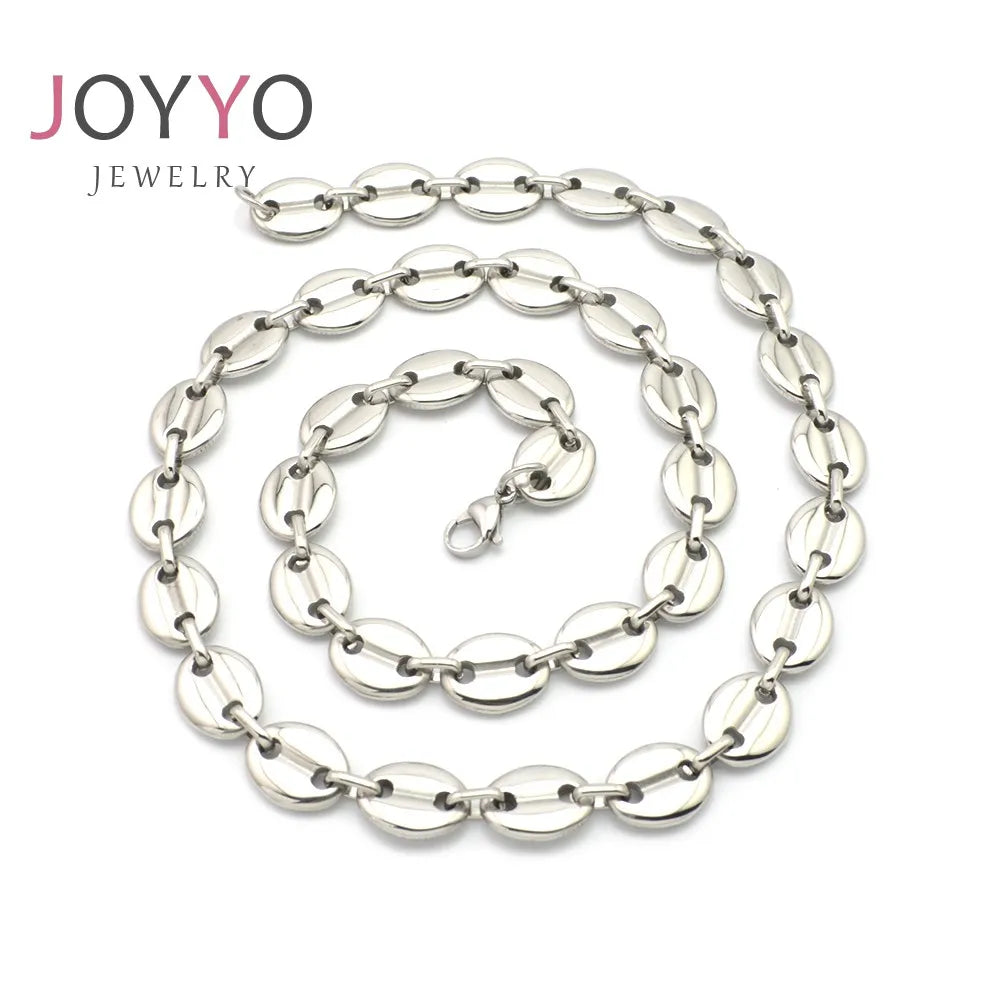 2023 Hot Selling Stainless Steel Button Necklace Coffee Bean Necklace Jewelry