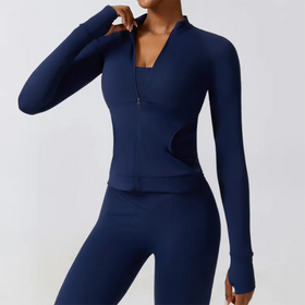 Quality Women's Workout Jacket for Yoga Running Fitness Full Length Coat for Winter Made of Spandex