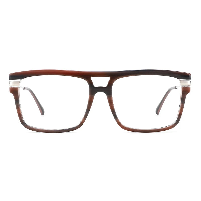 New Fashion Retro Ladies Double Bridge Acetate Anti-blue Light Metal Blue Light Blocking Glasses Eyewear