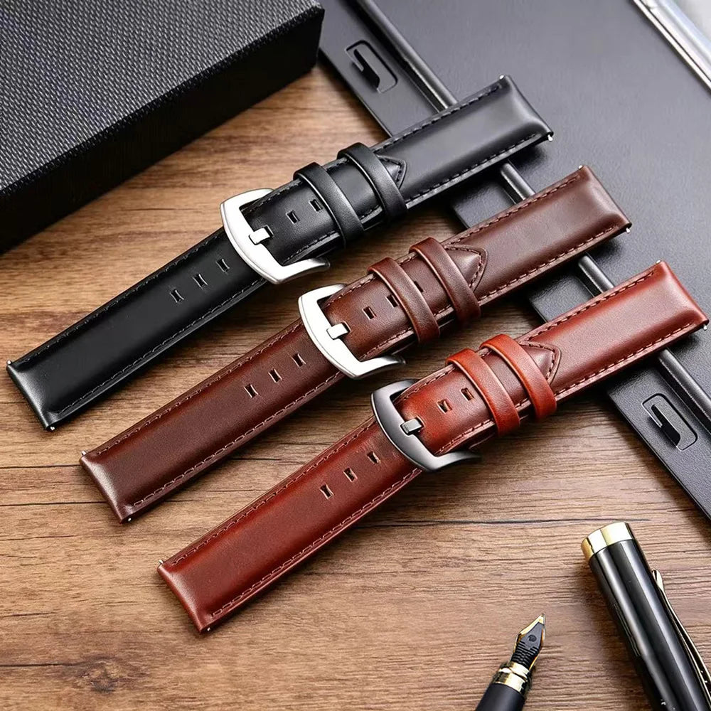 Plain Style 18mm 20mm 22mm Oil Waxed Leather Quick Release Buckle Watchband Wrist Band DW Italian Genuine Leather Watch Straps
