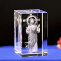 New Wholesale 3D Laser Engraving with Jesus and Cross Crystal Cube for Religion Gift