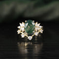 Large Production Capacity Jewelry Waterproof Moss Agate Silver Beautiful 18K Yellow Gold Plated Wedding Ring Sets