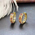 New Style Luxury Gold Plated Earrings Simple Colored Zircon Earrings Fashion Vintage Diamond Earrings for Women