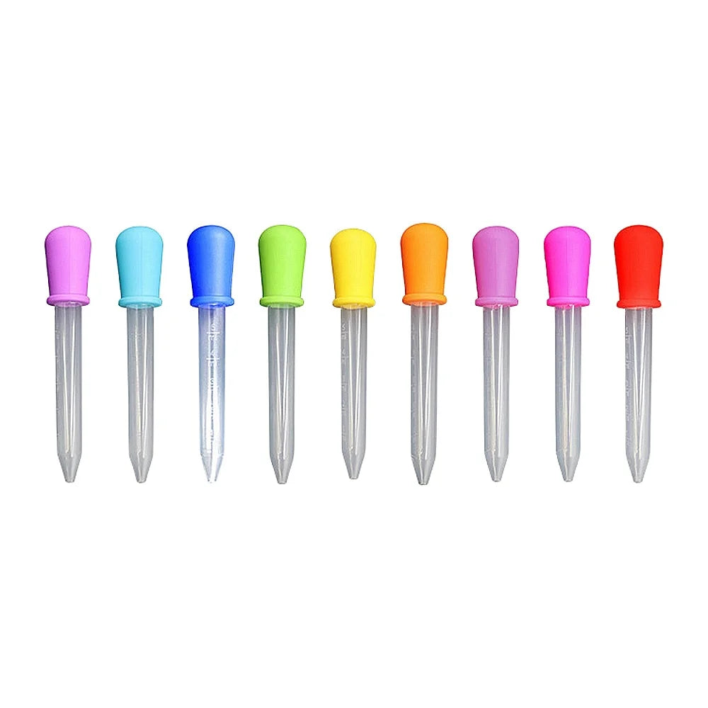 5ml Liquid Droppers Food Grade Silicone Plastic Pipettes Transfer Eyedropper with Bulb Tip Health Safe for Kids Candy Gummy Mold