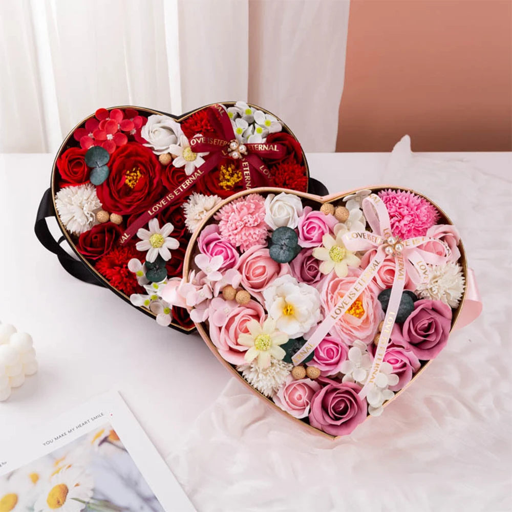 INUNION Valentine's Day Teacher's Day Gift Soap Flower Small Round Box Holiday Christmas Gift for Girlfriend
