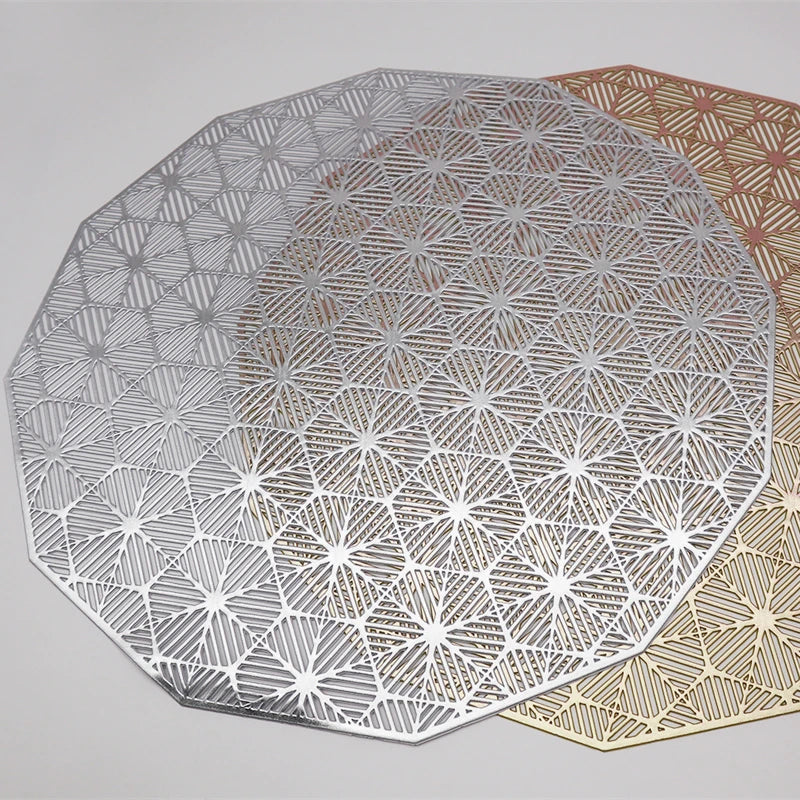 Wholesale High Quality PVC Leather Dining Table Placemats Elegant Hot Stamping Coasters for Home Christmas Wedding Occasions