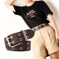 New Personality Double Row Ladies Belt Fashion Rivet Decorative PU Belt Trend Wide Belt