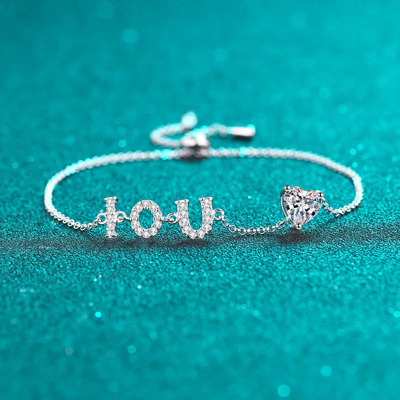 Aimgal Fine Jewelry Trendy Women's Princess Cut Moissanite GRA Certified Bracelet 1ct D-VVS1 3EX Chain Pt950 Plated S925 Silver