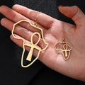 Stainless Steel Silver and Gold Handmade Bohemian Big Cross African Africa Map Shaped Pendant Dangle Hoop Earrings Children's