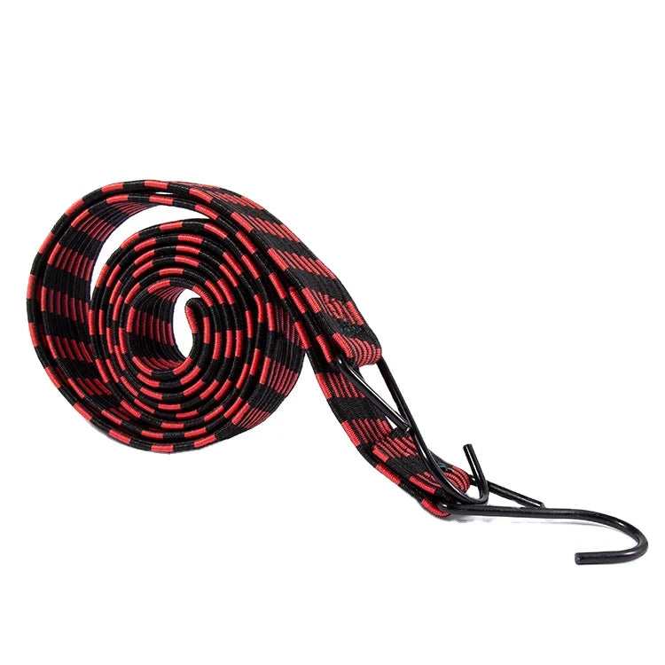 Wholesale 10mm Flat polyester Latex Rope With Hook Waterproof Bungee Cord for Bike Motorcycle Bags Shoes Garments