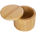 Custom Logo 100% Organic Bamboo 3-1/2-Inch Round Cylinder Box Plain Spice Jar Wooden Bamboo Salt Storage Container