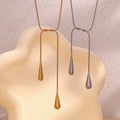 Water Drop Snake Chain Necklace Gold Plated Pendant Necklace Gold Plated Stainless Steel Jewelry