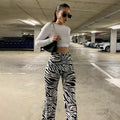 Factory Quantity Cheap Women Spring Pants Stylish Full Printed Street Wear Pant