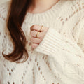 Stainless Steel Ring Women Jewelry Unique Design Gold Plated Ring Two Pieces Sonic Ring Set