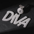 Hot Sale Money Bag Bail Custom Fat Body Font Name Pendant Personalized Iced Out 5A Zircon Letter Pendant Hip Hop Women's Jewelry